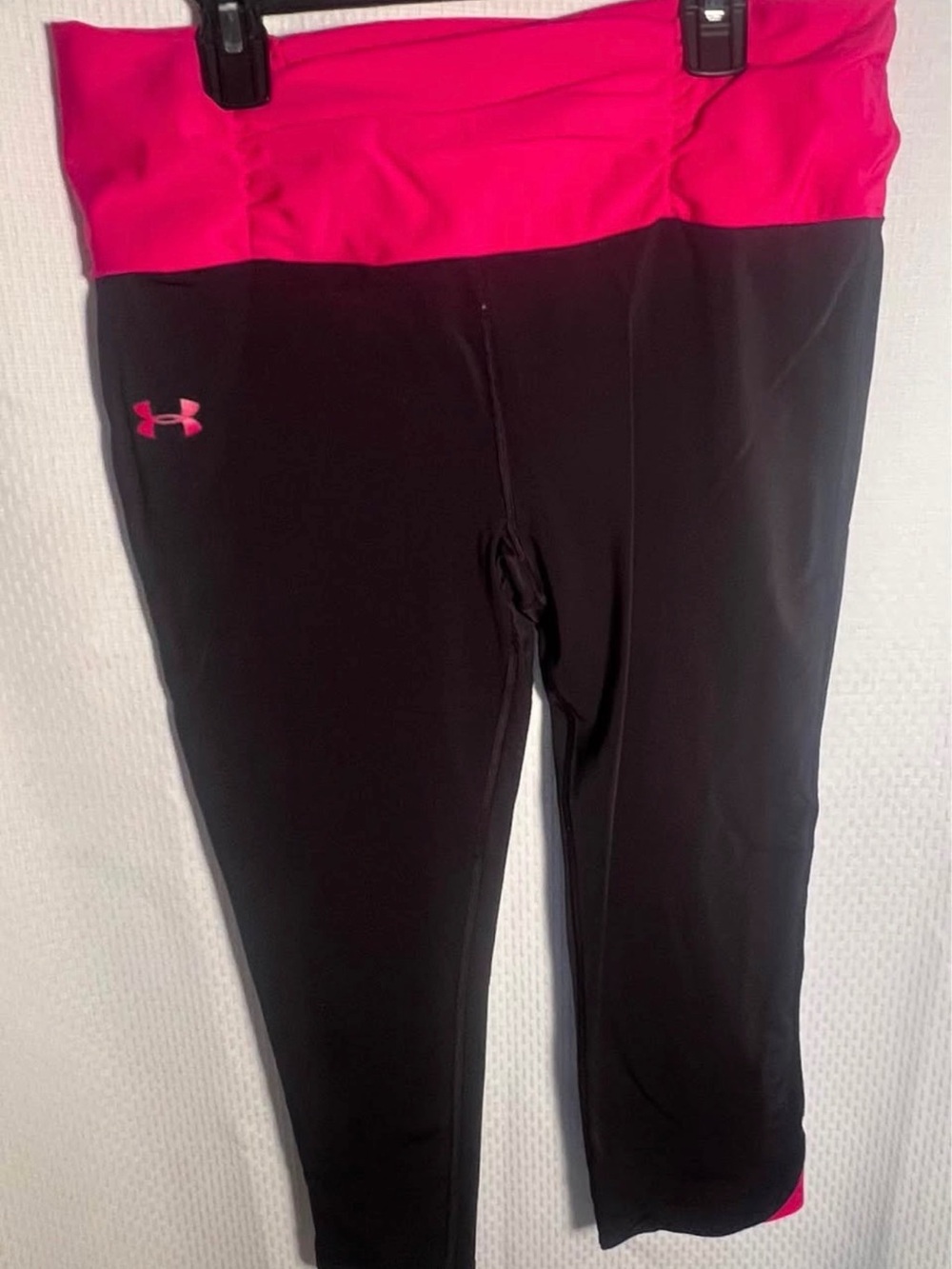Under Armour Black with Hot Pink Wide Waistband Capri Leggings